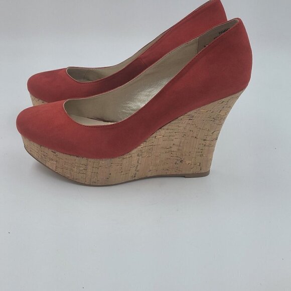 Boston Proper Pammy Red Platform Cork Wedge Closed Toe Heel Women's Size 10M - Picture 9 of 12
